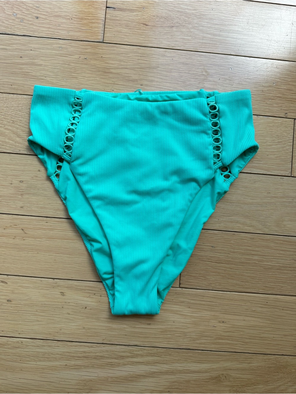 NWT! BECCA Ribbed High-Waist Bikini Bottoms in Teal